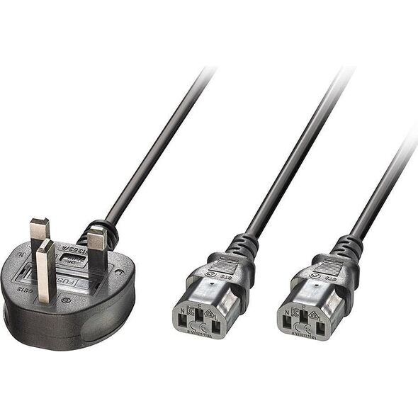 Kabel zasilający MicroConnect UK 3 Pin to 2 x IEC C13 2.5m
