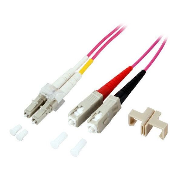 EFB LWL Καλώδιο Duplex Jumper LC-SC 50/125 OM4 0,5 Μέτρα LSZH Χωρίς Αλογόνα σε ερίκα βιολετί 2.0mm ελεγμένο με πρωτόκολλο μέτρησης