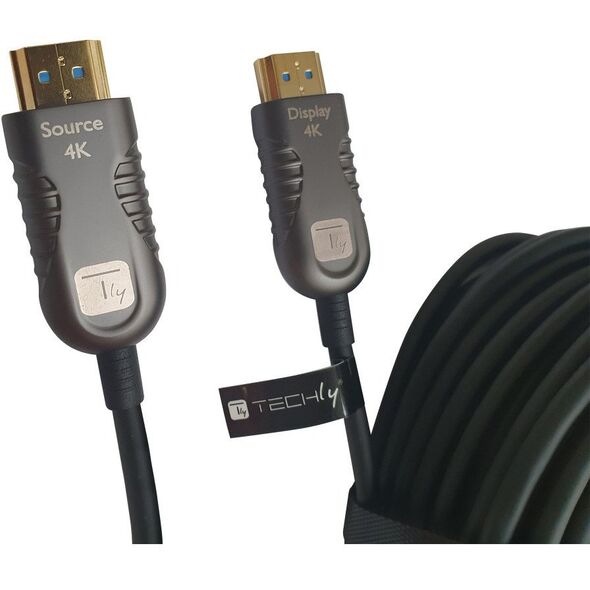 Καλώδιο TECHLY HDMI 4K 60Hz AOC LWL 2xHDMI Σύνδεσμος 19 ακίδων Μήκος 70m Υψηλή Αντοχή σε EMI και RFI