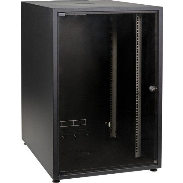 EFB 19 ιντσών ντουλάπα δικτύου OFFICE SERIE 12HE 600X600 RAL9005 Μαύρο IP20 πλήρως συναρμολογημένο και αποσυναρμολογούμενο γυάλινη πρόσοψη 30KG φορτίο