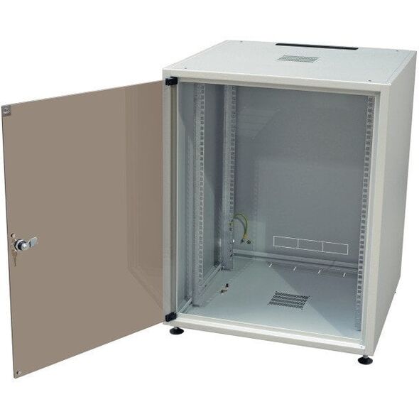 EFB 19 ιντσών ντουλάπα δικτύου OFFICE SERIE 15HE 600X600 RAL7035 Γκρι IP20 πλήρως συναρμολογημένη και αποσυναρμολογούμενη με γυάλινη πρόσοψη 38KG φορτίο