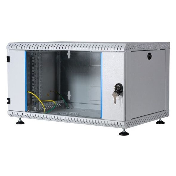 EFB 48,26cm επιτοίχιο περίβλημα ΓΚΡΙ 12HE βάθος 500mm 1-κομμάτι πλήρως συναρμολογημένο RAL7035 αφαιρούμενα πλευρικά τοιχώματα κλειδωμένο