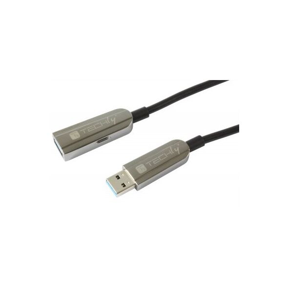 TECHLY USB3.0 AOC Οπτικό Υβριδικό Καλώδιο 10μ Μαύρο Υποστηρίζει μέγιστο εύρος ζώνης έως 5 Gbit Διάμετρος 4,6mm Σύνδεσμος A σε Υποδοχή