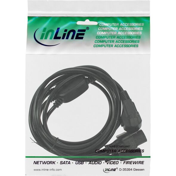 INLINE Καλώδιο Y Δικτύου 1x Schukostecker σε 3x Kaltgeraetestecker 2m σε 1m 2m και 3m μαύρο