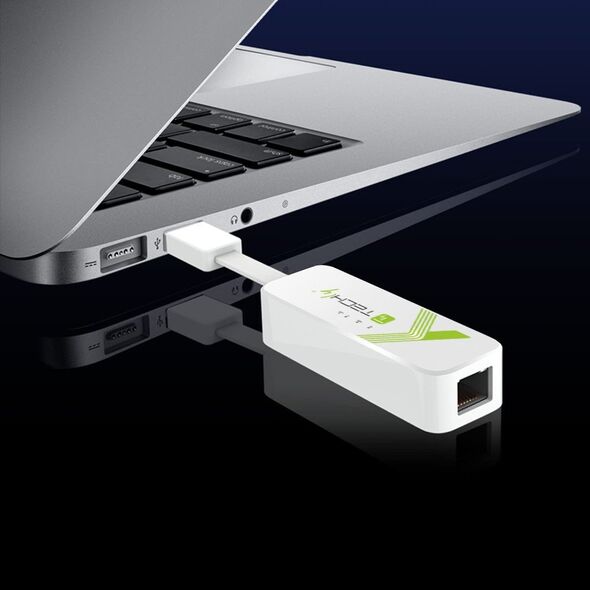 Προσαρμογέας TECHLY USB3.0 RJ45 Weiss USB Stecker Typ A am Kabel auf RJ45 Netzgeschwindigkeit 10/100/1000 MBit/s