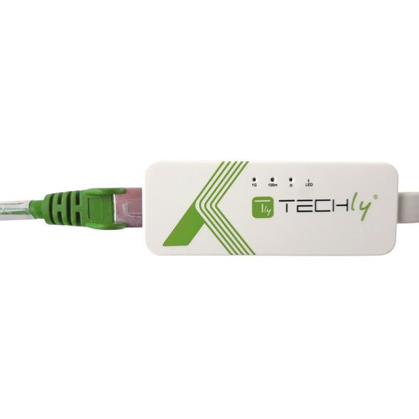 Προσαρμογέας TECHLY USB3.0 RJ45 Weiss USB Stecker Typ A am Kabel auf RJ45 Netzgeschwindigkeit 10/100/1000 MBit/s