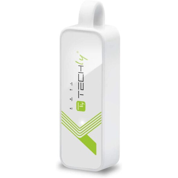 Προσαρμογέας TECHLY USB3.0 RJ45 Weiss USB Stecker Typ A am Kabel auf RJ45 Netzgeschwindigkeit 10/100/1000 MBit/s