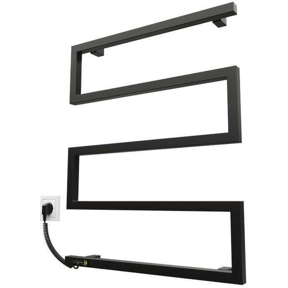 Ηλεκτρική πετσετοθήκη Kosser Zeta 685x550 EL, με χρονοδιακόπτη, μαύρη (καλώδιο αριστερά)