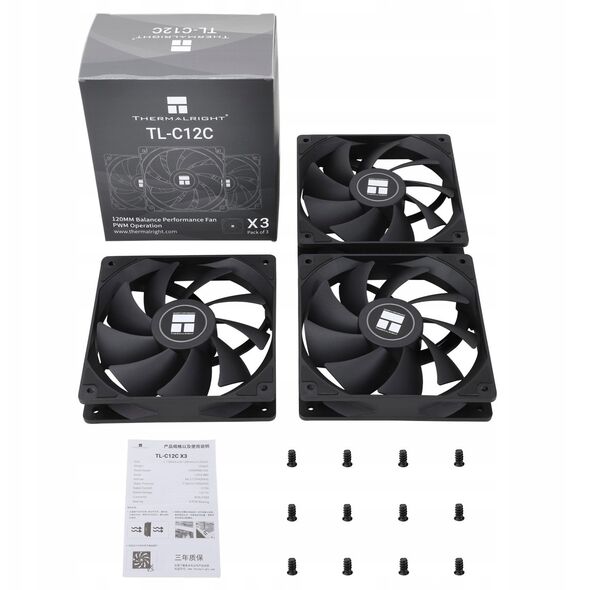 Thermalright TL-C12C X3 PWM Μαύρο 3τμχ. (120mm) (Μαύροι) Ανεμιστήρες