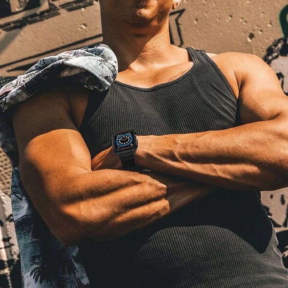 Λουράκι με προστατευτική θήκη Protect Strap Band για Apple Watch 38 / 40 / 41 mm θήκη θωρακισμένη - γκρι, ασημί