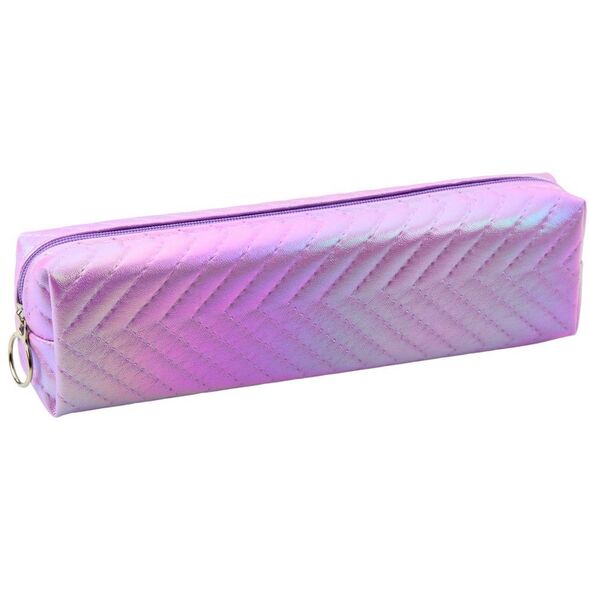 Piórnik Szkolny Organizer Holograficzny Jodełka Fioletowy 21x6cm LEAN