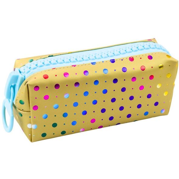 Piórnik Szkolny Organizer W Kolorowe Kropki Duży Suwak Złoty 21x8cm LEAN