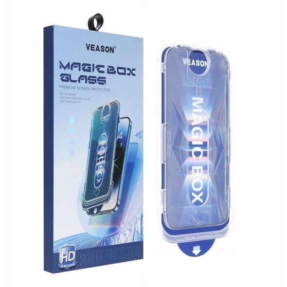 6D Προστατευτικό Γυαλί Pro Veason Easy-Install Glass + Εφαρμογέας - για Iphone 13 Pro Max / 14 Plus μαύρο