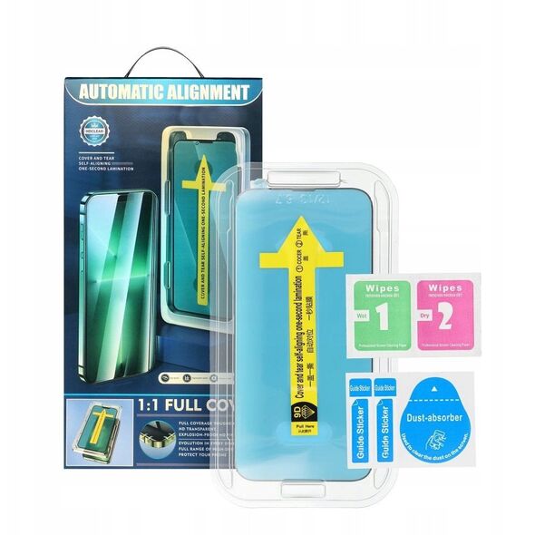 5D Full Glue Tempered Glass - για iPhone 16 Pro μαύρο + εφαρμογέας
