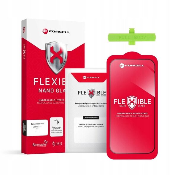 Υβριδικό γυαλί iPhone 16 PRO MAX FORCELL Flexible 5D μαύρο