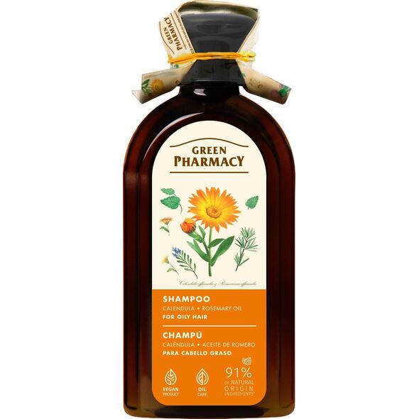 GREEN PHARMACY Szampon do włosów przetłuszczających się Nagietek i Olej rozmarynowy 350 ml