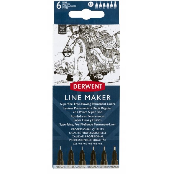 Cienkopisy Derwent Line Maker czarne 6