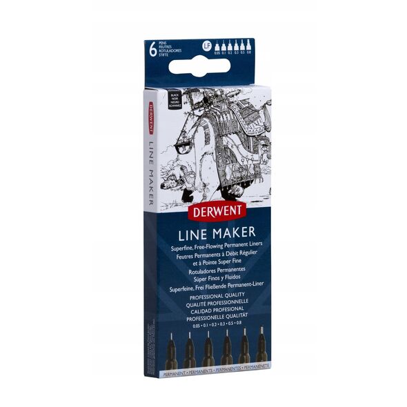Cienkopisy Derwent Line Maker czarne 6