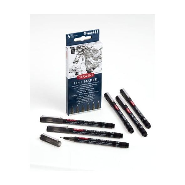 Cienkopisy Derwent Line Maker czarne 6