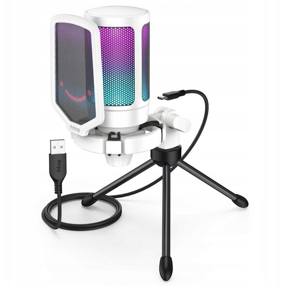 Mikrofon pojemnościowy studyjny Fifine A6VW AMPLIGAME USB RGB Plug&Play