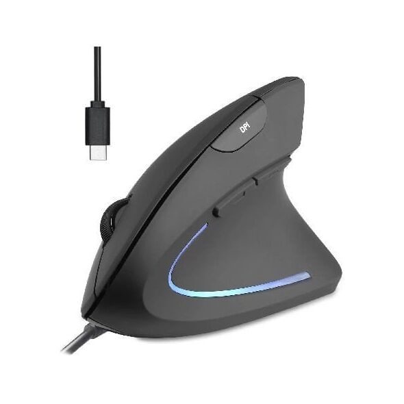 Perixx PERIMICE-513 C Κάθετο εργονομικό ποντίκι, USB-C, μαύρο, δεξιόχειρες