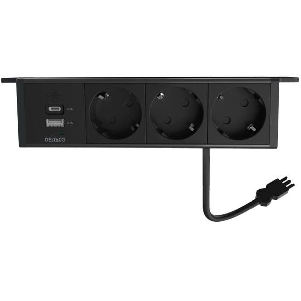 Πολύπριζο DELTACO, 3 υποδοχές, 1x21W A+C USB φορτιστής, σύνδεση GST18