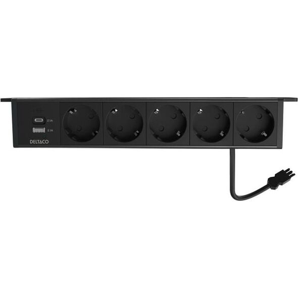 Πολύπριζο DELTACO, 5 υποδοχές, 1x21W φορτιστής A+C USB, σύνδεση GST18