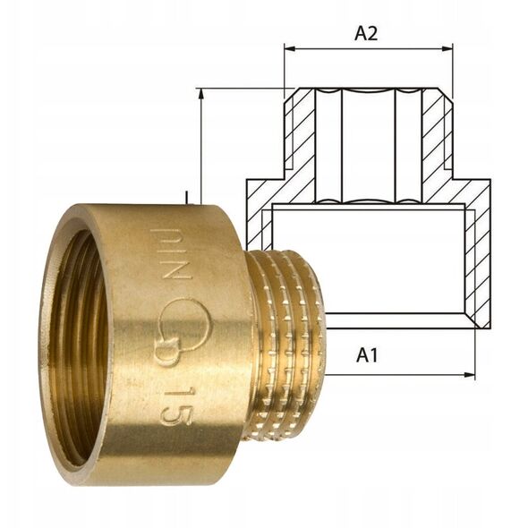 Diamond μειωτική προέκταση Y, ορείχαλκος 3/8"x1/2" K-60.PR-RE.10-15.Y.