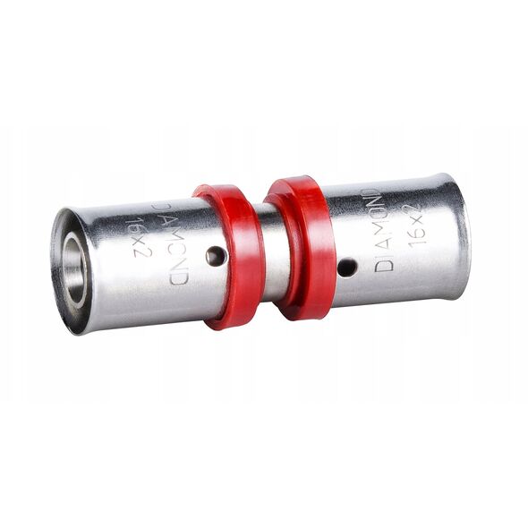 Σύνδεσμος συμπίεσης Diamond ΔΙΠΛΟΣ, PEX-AL-PEX, ορείχαλκος 16x16 FZZ-003.16X16.ZŁ-2