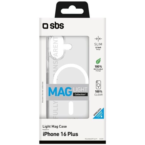 SBS Rigid transparent case compatible with MagSafe charging for iPhone 16 Plus standard