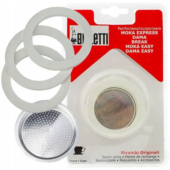 Bialetti - Φλάντζα (3 τεμ.) + φίλτρο για αλουμινένιες καφετιέρες Bialetti 12tz