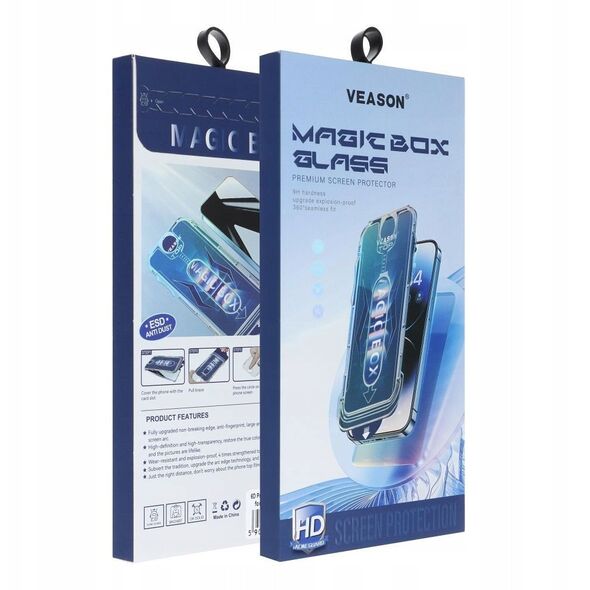 6D Προστατευτικό Γυαλί Pro Veason Easy-Install Glass + Εφαρμογέας - για Iphone 15 Pro μαύρο