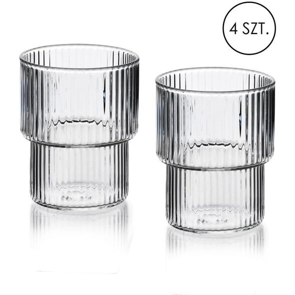 ELLA STRIPES Komplet 4 szklanek 320ml ze szkła borokrzemowego 8x7x9,7cm