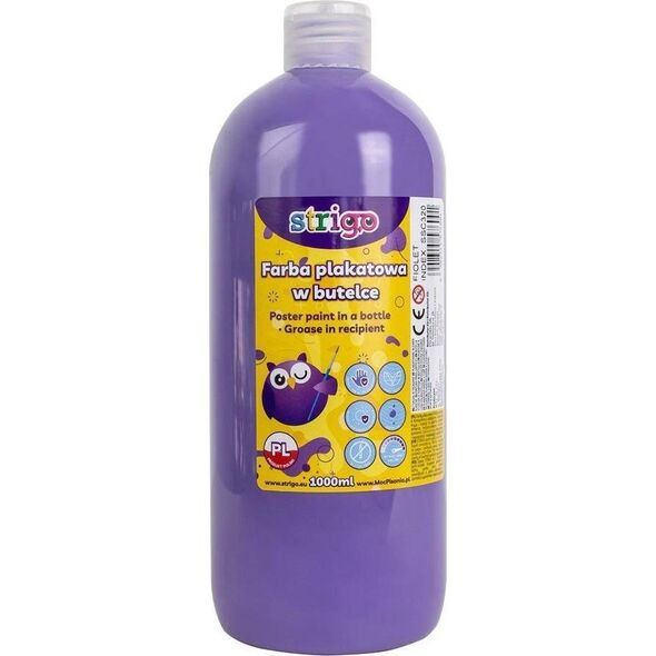 Strigo Farba plakatowa STRIGO w butelce, 1000 ml fiolet