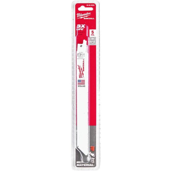 MILWAUKEE Πριονόλαμα S BIMETAL 200mm 8/12T /5τμχ.