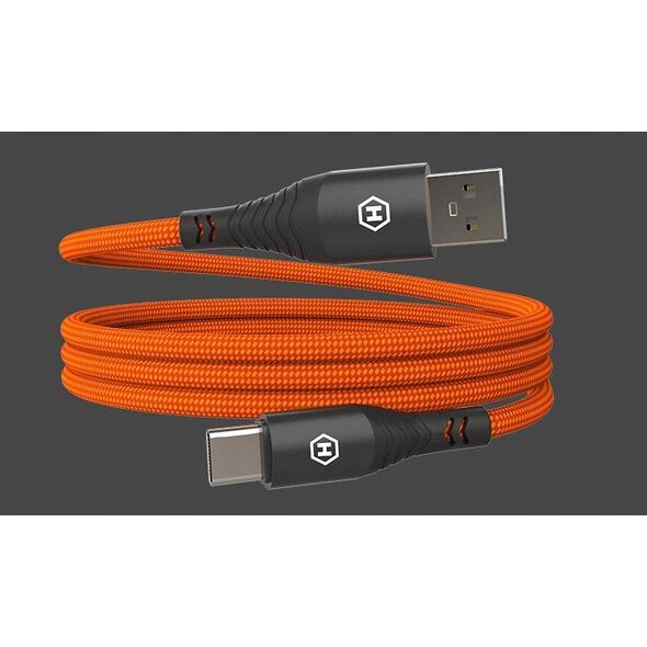 Kabel Hammer USB-A - USB-C 3A 65W 1m (482Mbp/s), ORANGE / POMARAŃCZOWY