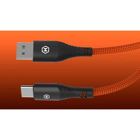 Kabel Hammer USB-A - USB-C 3A 65W 1m (482Mbp/s), ORANGE / POMARAŃCZOWY