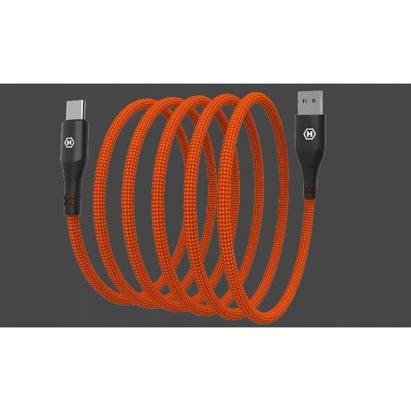 Kabel Hammer USB-A - USB-C 3A 65W 1m (482Mbp/s), ORANGE / POMARAŃCZOWY