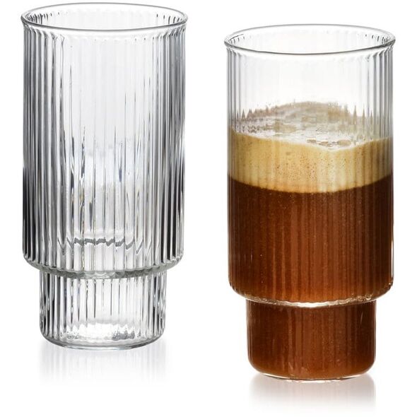 ELLA STRIPES Komplet 4 szklanek 400ml ze szkła borokrzemowego 7x5,6x14cm