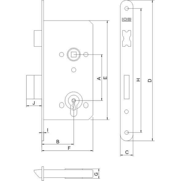 LOB Zamek wpuszczany 72x50mm (WC Z75C)