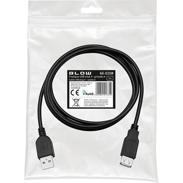 Kabel USB Blow Przyłącze USB A - A   3,0m WT-GN