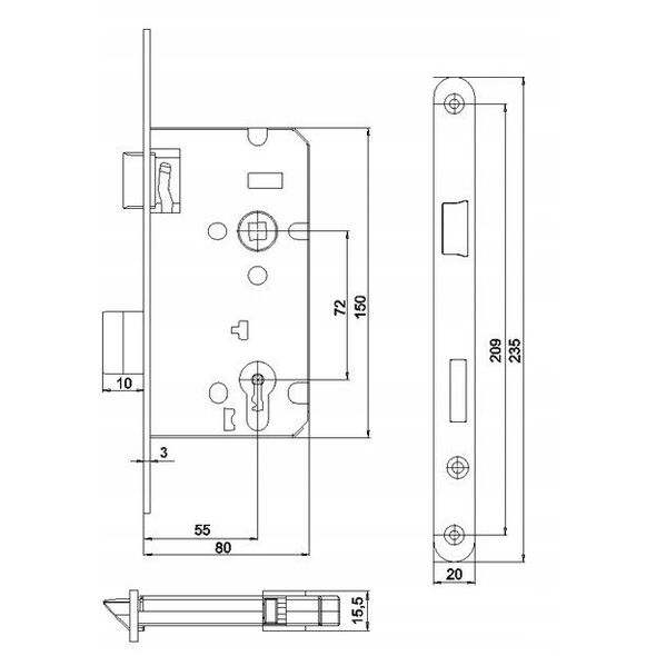 ΚΛΕΙΔΑΡΙΑ MORTISE WC Z7ACL 72/55 ΑΡΙΣΤΕΡΗ W ZN