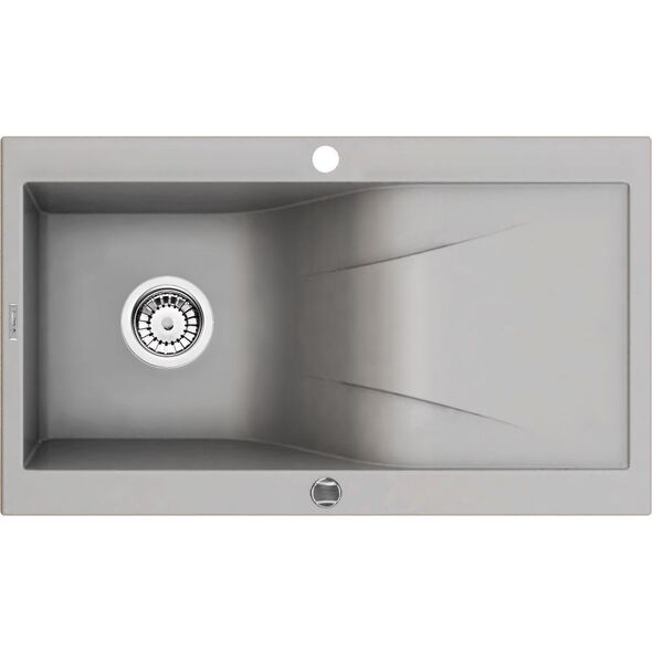 Zlewozmywak Deante . RAPSODIA SZARY METALIK GRANIT 1-K Z/O 860x500x210, 3,5" + OSPRZĘT SPACE SAVER