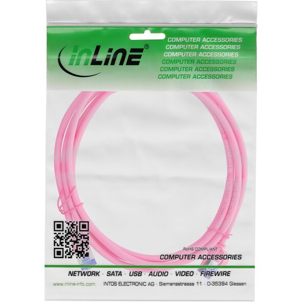 Καλώδιο Patch InLine® Slim, Cat.6A, S/FTP, TPE (LSZH) ευέλικτο, PoE, ματζέντα, 7,5μ
