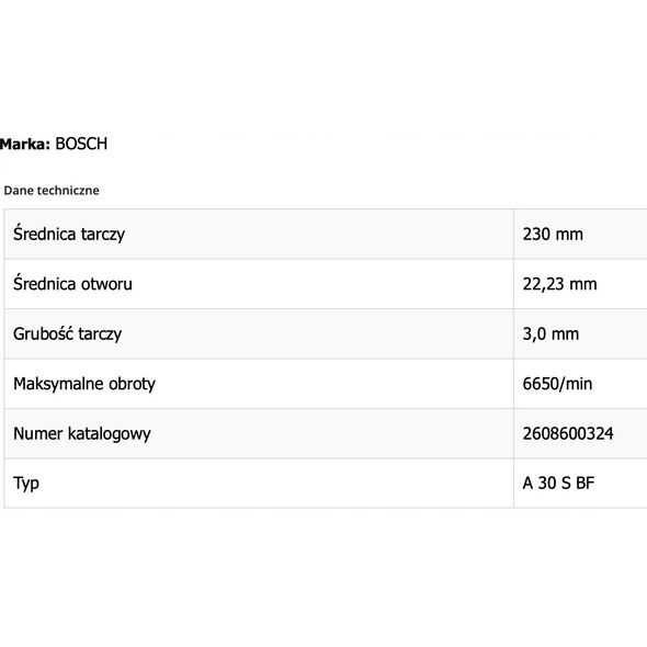 Τροχός λείανσης BOSCH για μέταλλο 230x6,0x22,23 W