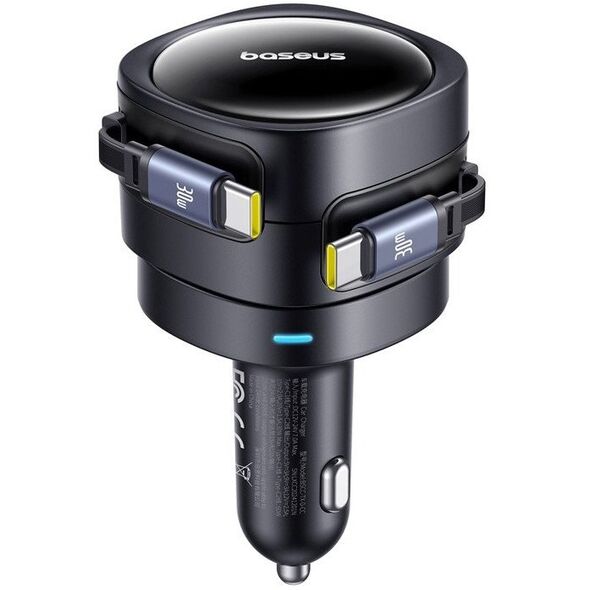 Ładowarka samochodowa Baseus Enjoyment Max z kablami USB-C+USB-C 60W Czarny
