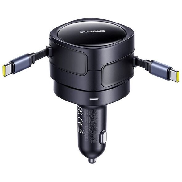 Ładowarka samochodowa Baseus Enjoyment Max z kablami USB-C+USB-C 60W Czarny