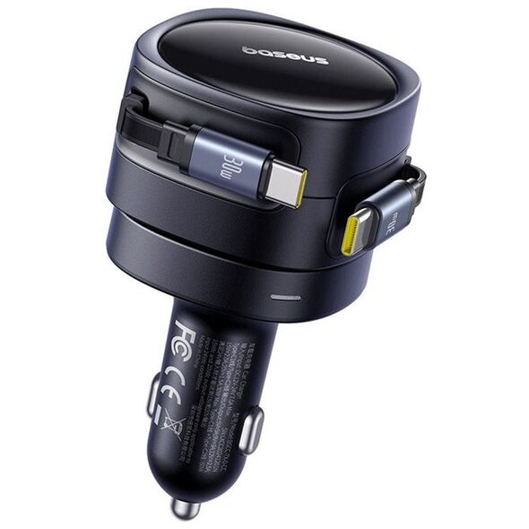Ładowarka samochodowa Baseus Enjoyment Max z kablami USB-C+USB-C 60W Czarny