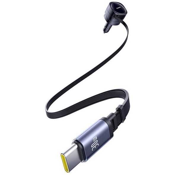 Ładowarka samochodowa Baseus Enjoyment Max z kablami USB-C+USB-C 60W Czarny