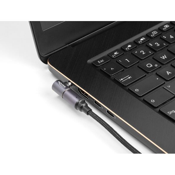 Delock - Καλώδιο ρεύματος - 24 pin USB-C (W) σε 8-πολικό μαγνητικό σύνδεσμο - 20 V - 3 A - 15 cm - Ανθρακί, Μαύρο